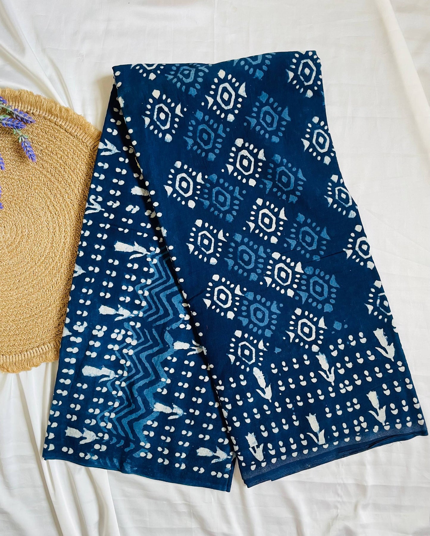 Cotton Saree - Indigo Blue image 5