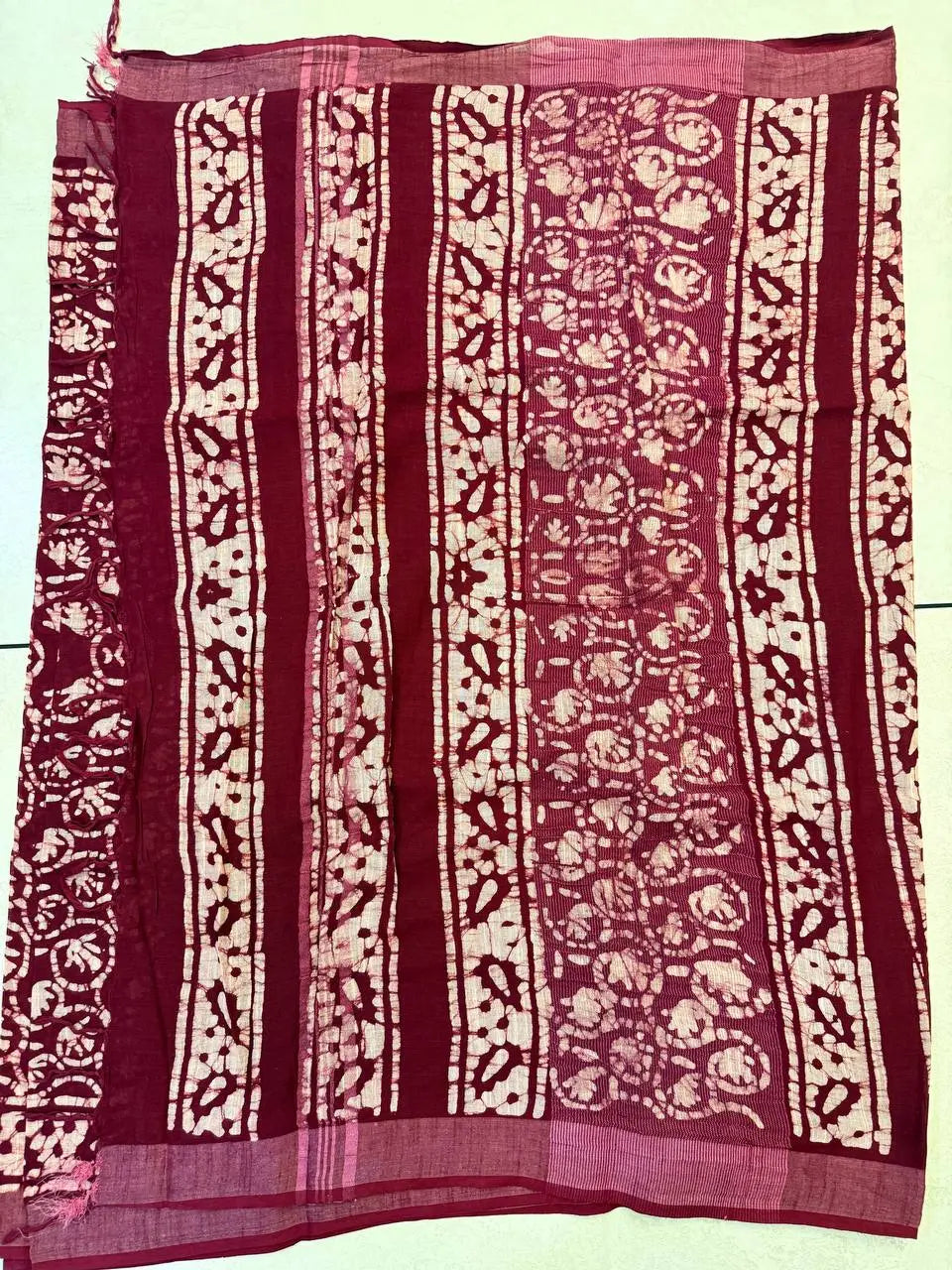Linen Cotton Saree - MAROON