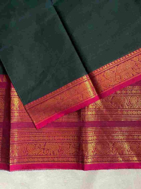 KANJANA - Dark Bottle Green and pink