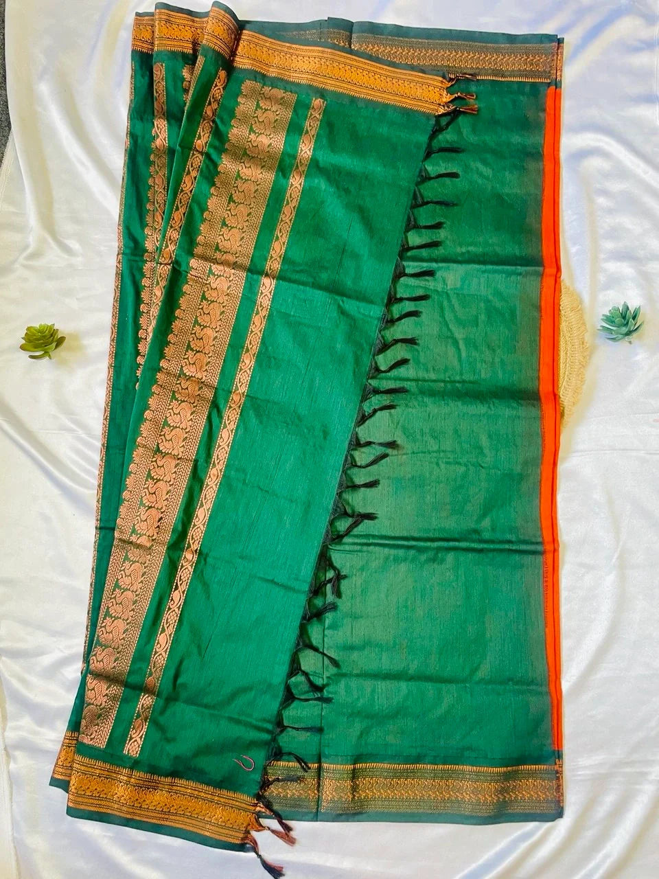 Kalyani Cotton Saree - Burnt Orange image 4