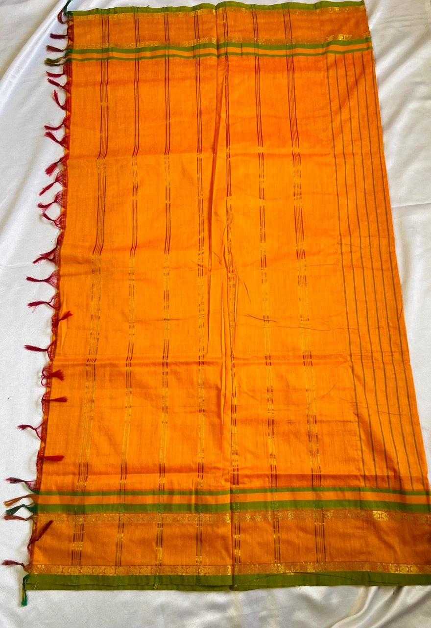 Chettinad Cotton Saree - Mustard Yellow image 3