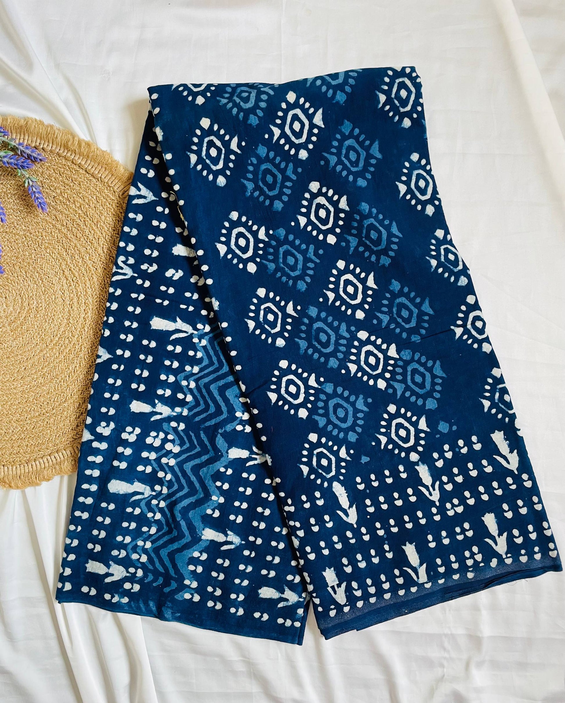 Cotton Saree - Indigo Blue image 5