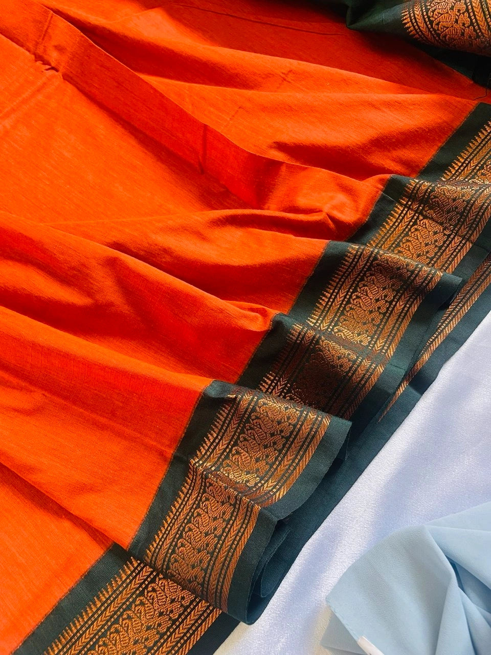 Kalyani Cotton Saree - Burnt Orange image 1