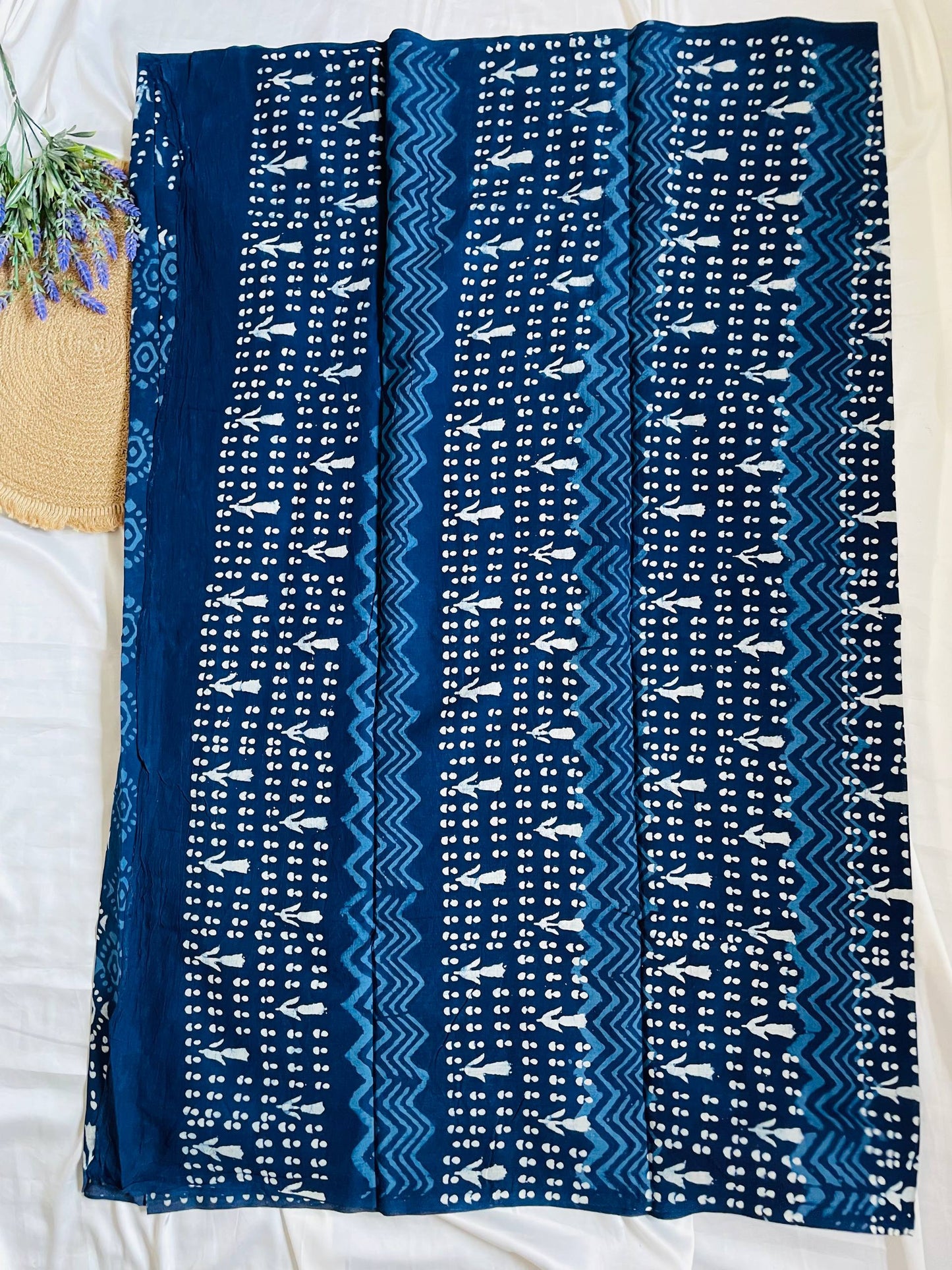 Cotton Saree - Indigo Blue image 2