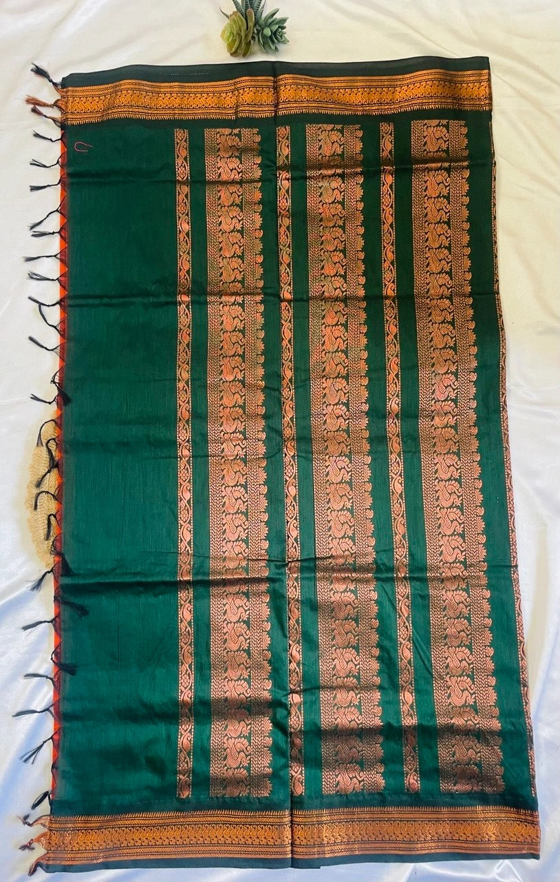 Kalyani Cotton Saree - Burnt Orange image 3