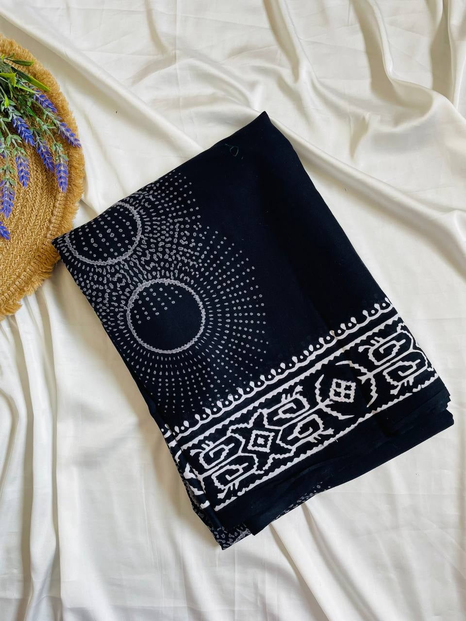 Cotton Saree - Black image 0