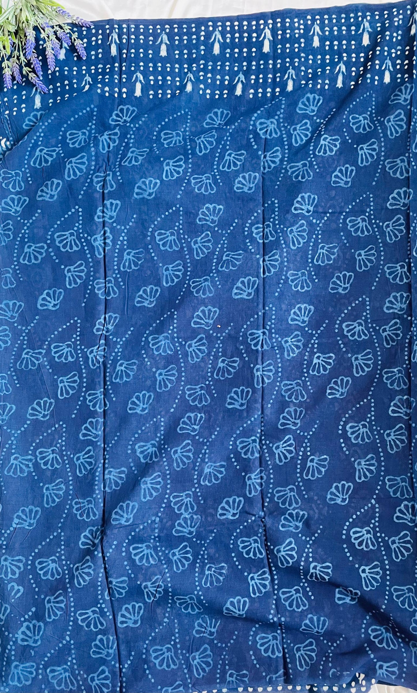 Cotton Saree - Indigo Blue image 3
