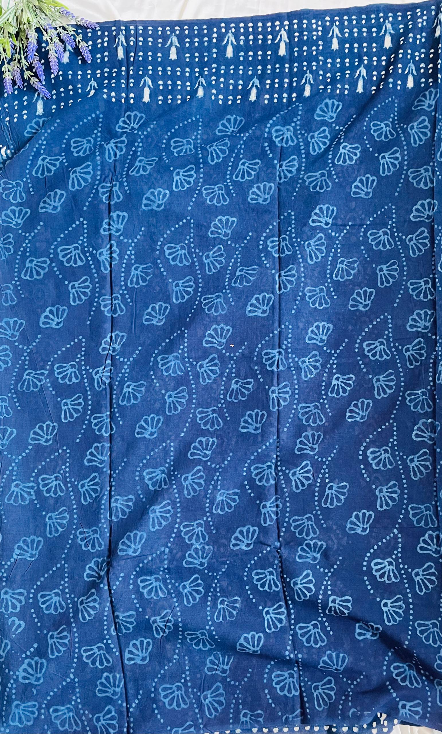Cotton Saree - Indigo Blue image 3