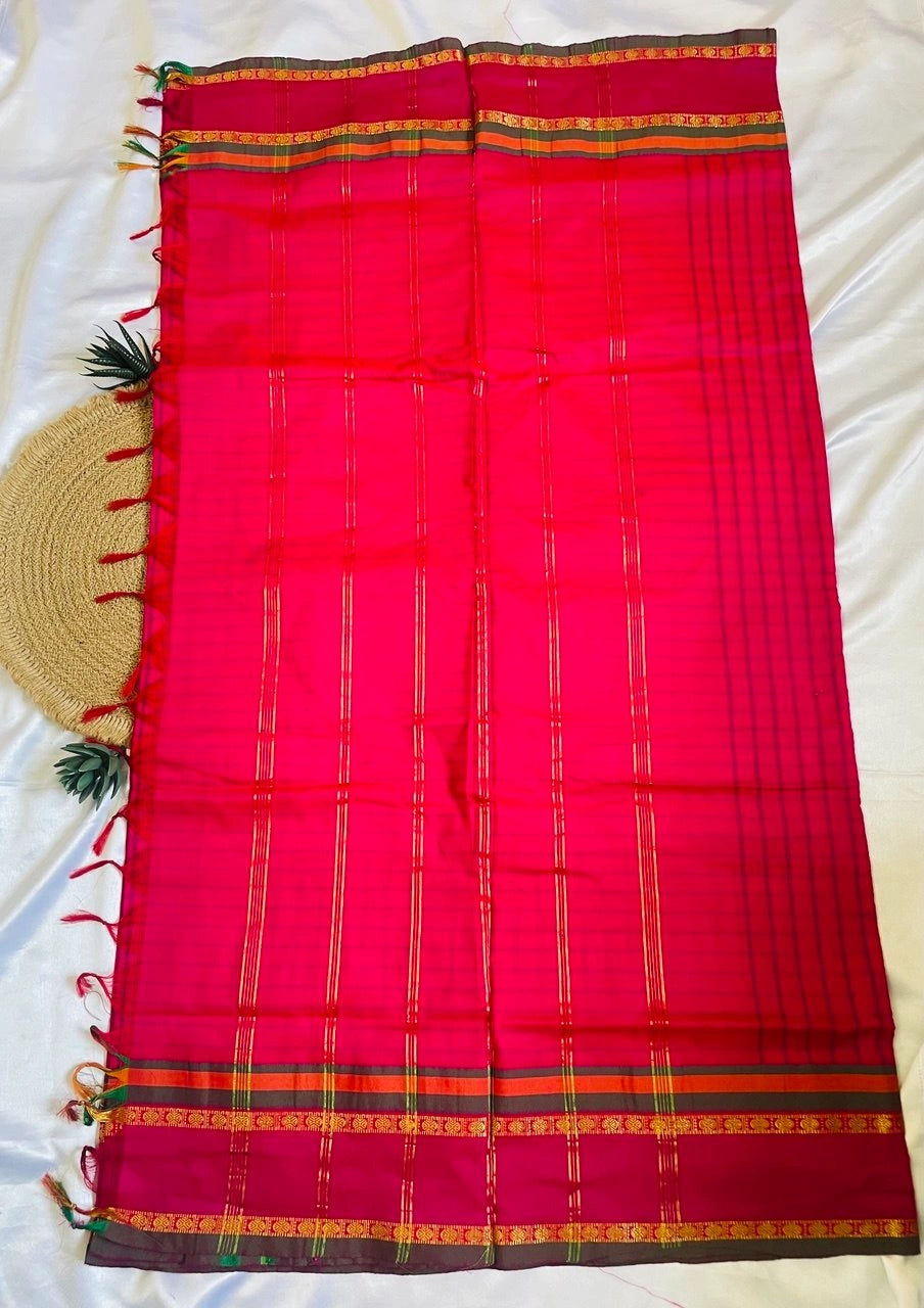 Chettinad Cotton Saree - Rani Pink image 3