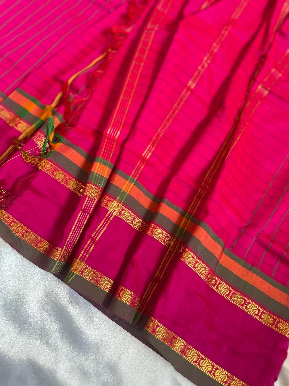 Chettinad Cotton Saree - Rani Pink image 1