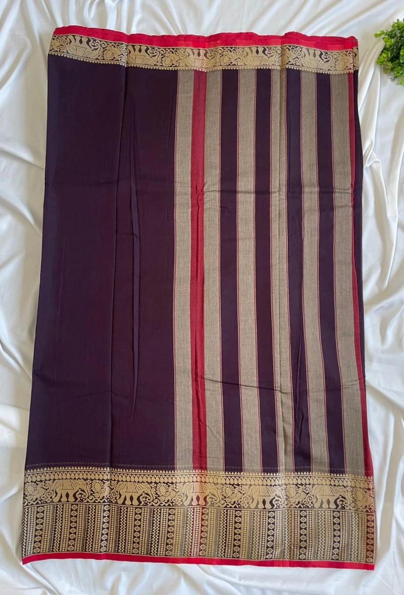 Narayanpattu Elephant Border Saree - Coffee Brown image 2