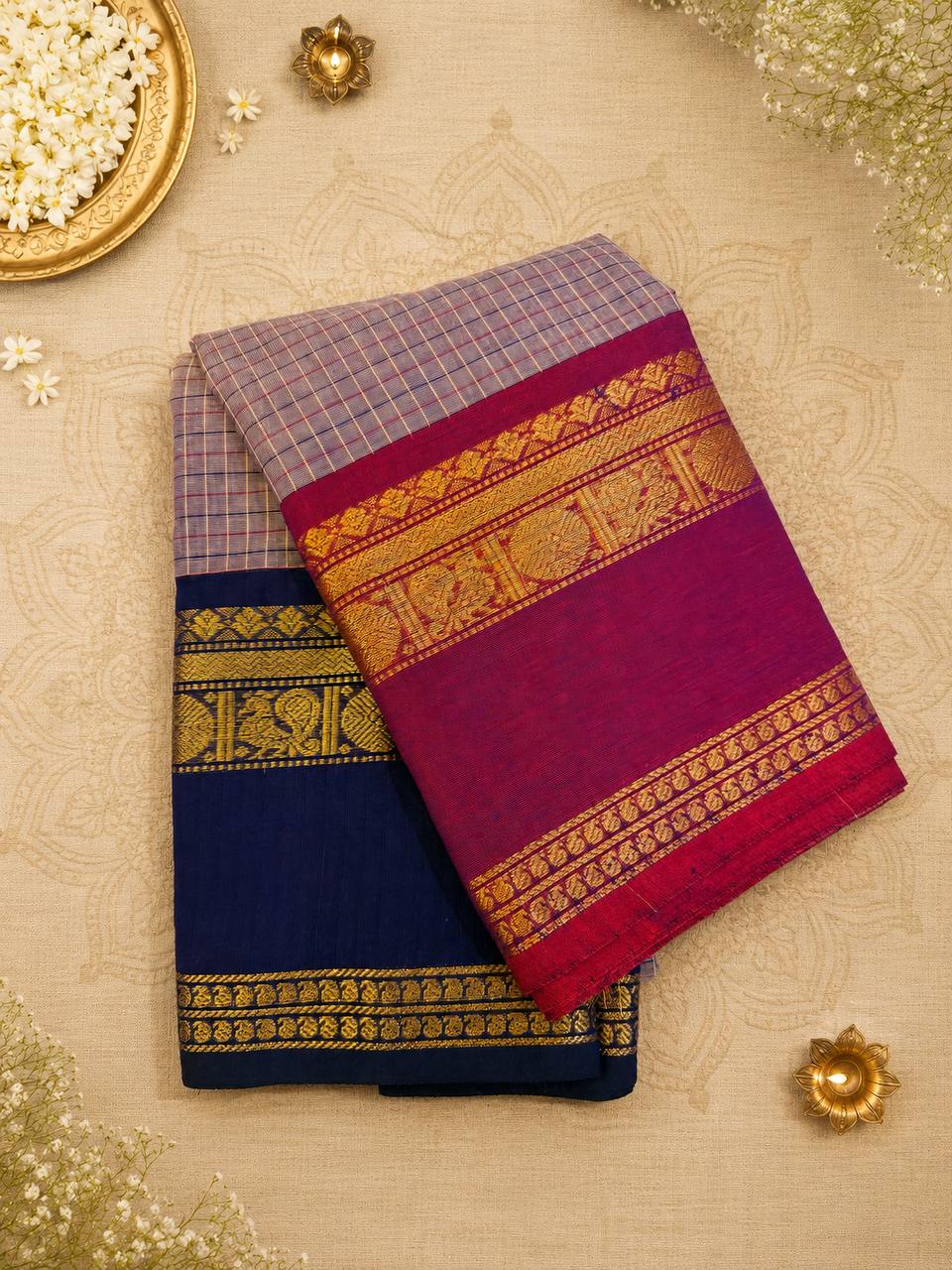 AVANI – Kanchi Cotton Saree with Ganga Jamuna Border