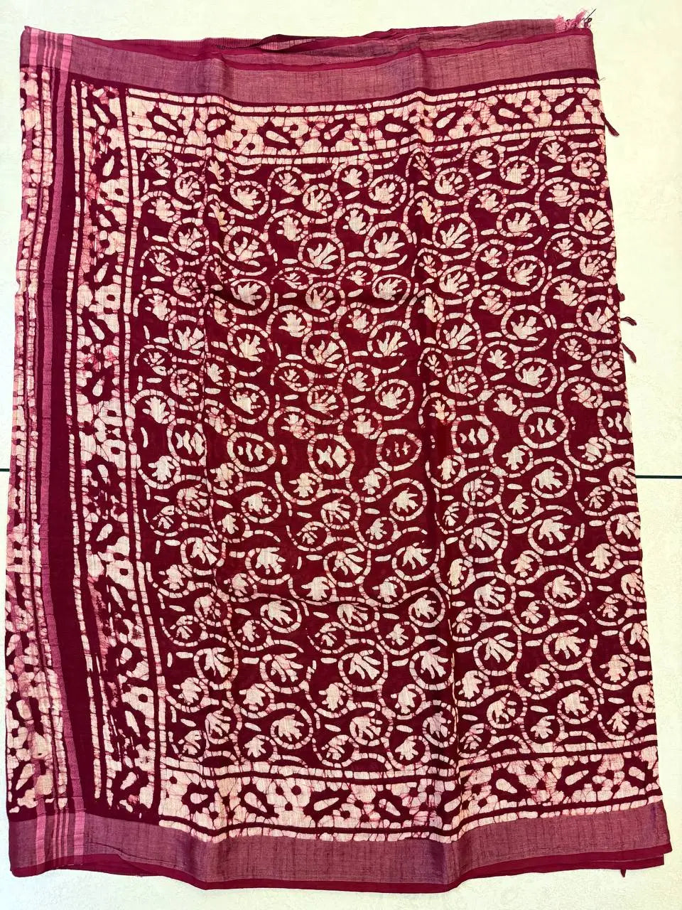 Linen Cotton Saree - MAROON
