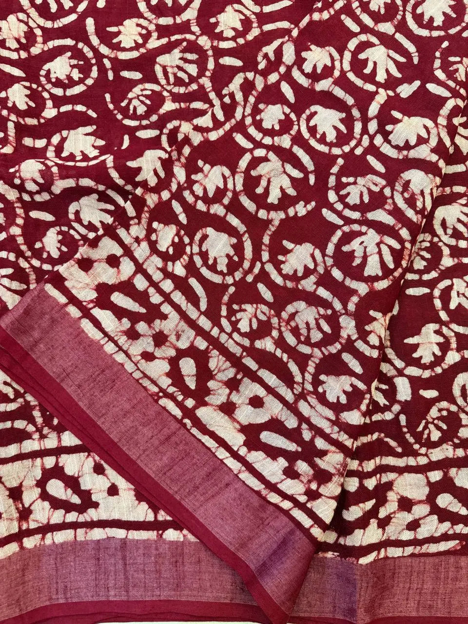 Linen Cotton Saree - MAROON