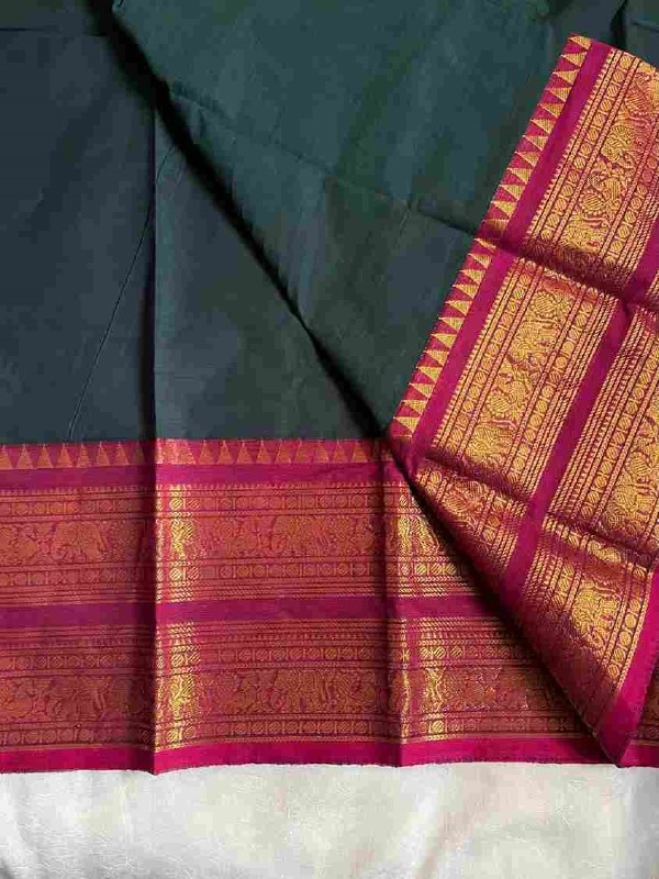 KANJANA - Dark Bottle Green and pink