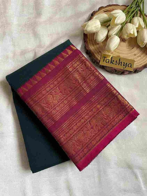 KANJANA - Dark Bottle Green and pink