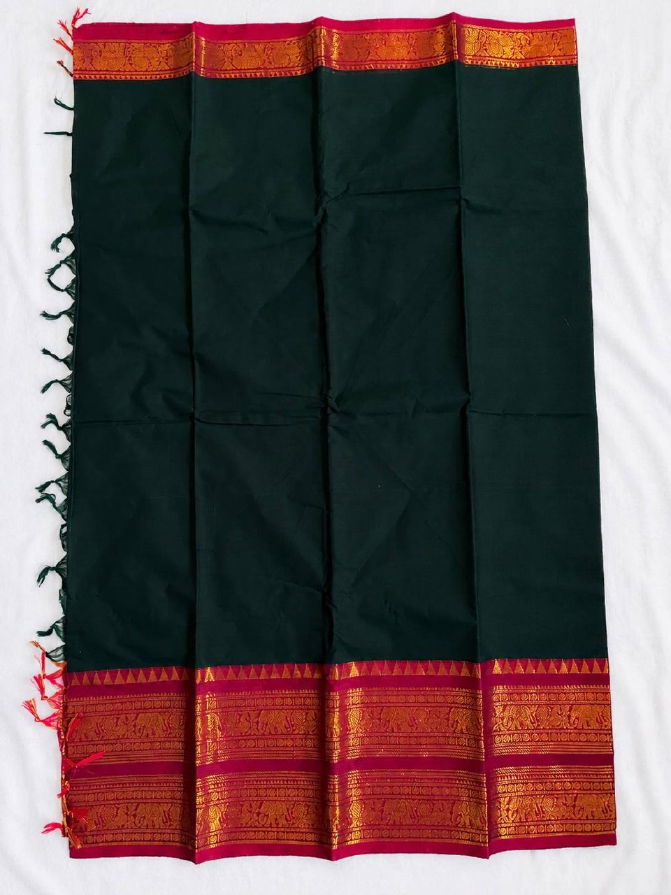 KANJANA - Dark Bottle Green and pink