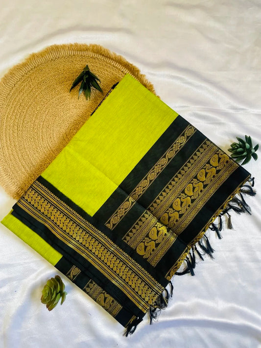 Kalyani Cotton Saree - Neon Yellow image 0
