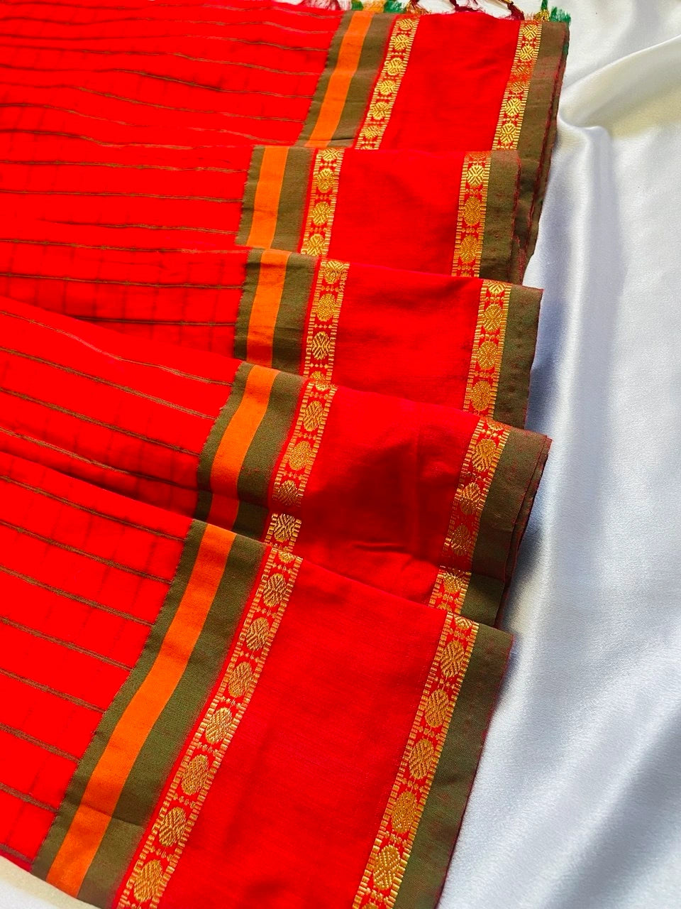 Chettinad Cotton Saree - Sindoor Red image 3