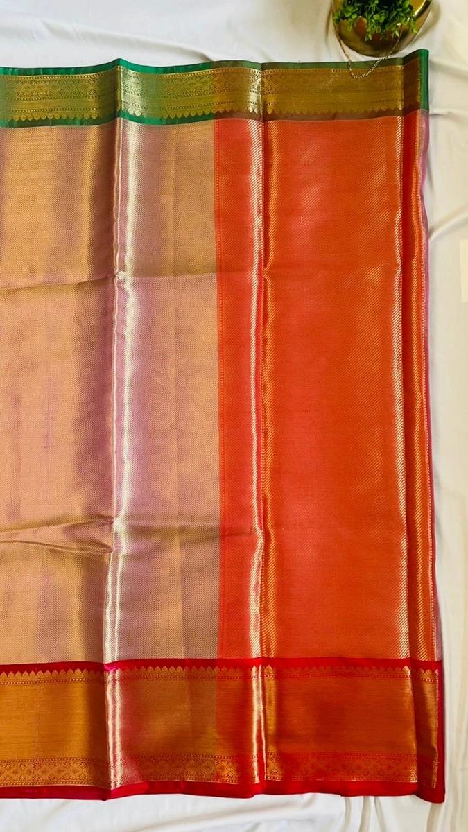 Brocade Tissue Ganga Januma Border Saree image 2