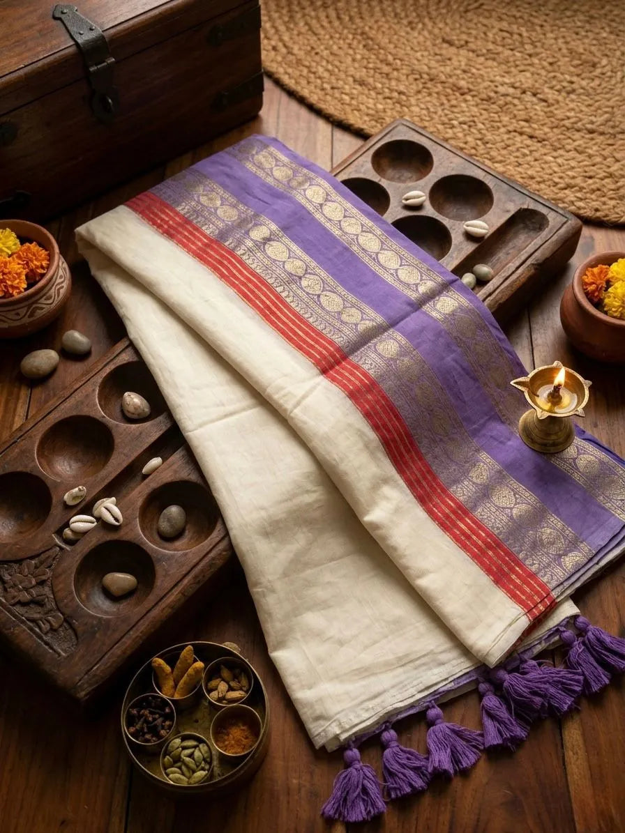 Mul Cotton Kanchi Border Saree