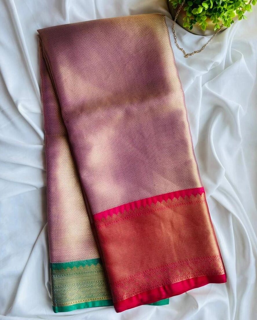 Brocade Tissue Ganga Januma Border Saree image 0