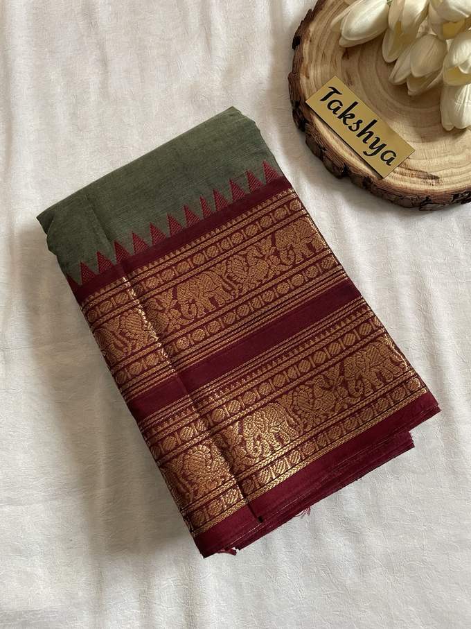 LAKSHMI - olive green and maroon