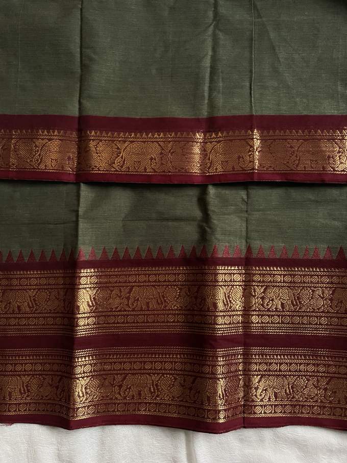 LAKSHMI - olive green and maroon