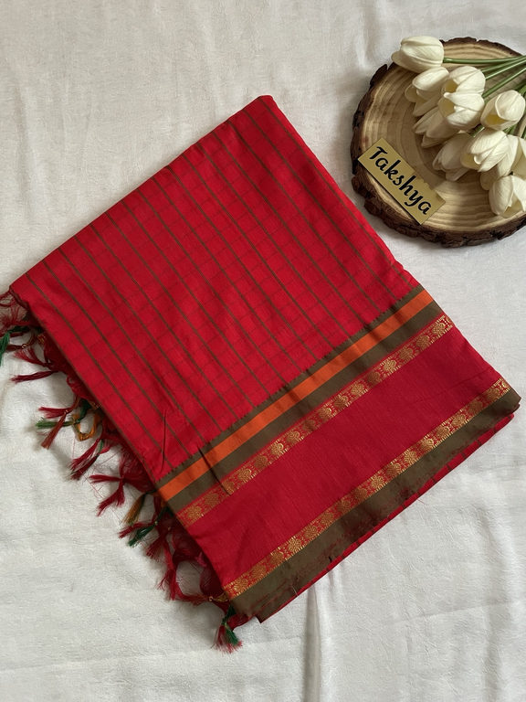 JANAKI- sindoor red and sage green