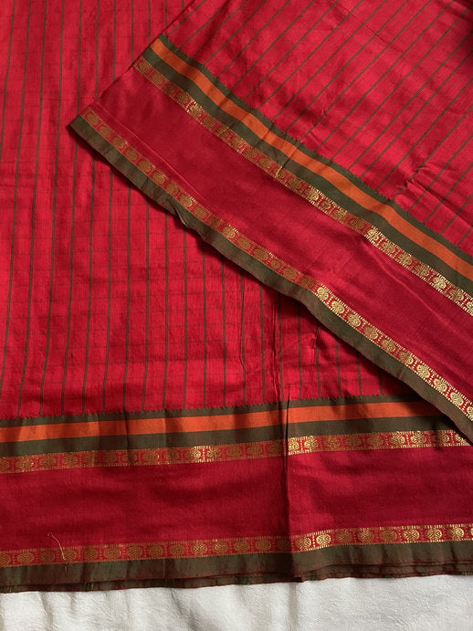 JANAKI- sindoor red and sage green