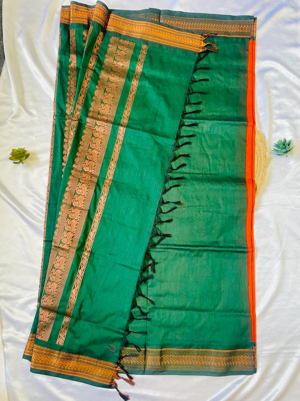 Kalyani Cotton Saree - Burnt Orange image 4