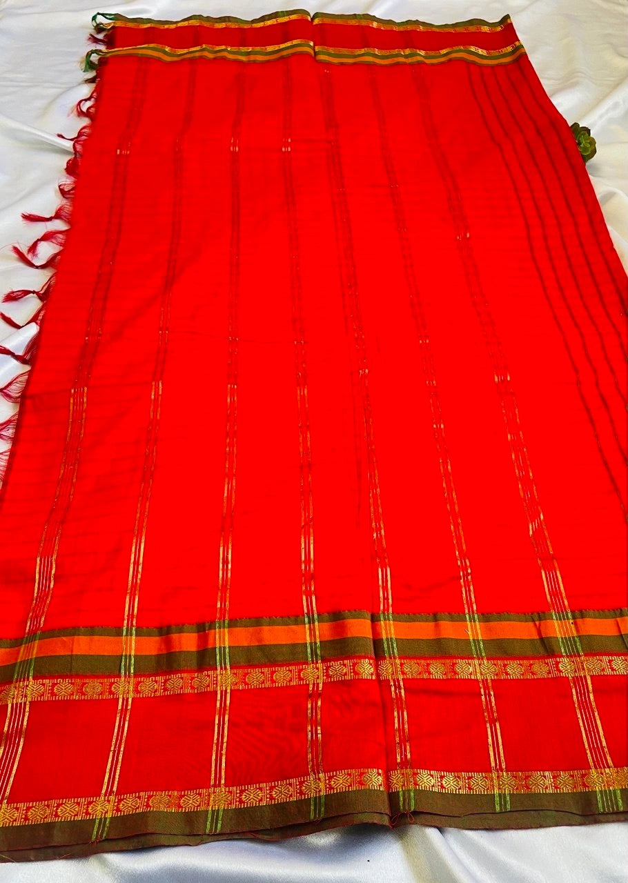 Chettinad Cotton Saree - Sindoor Red image 2