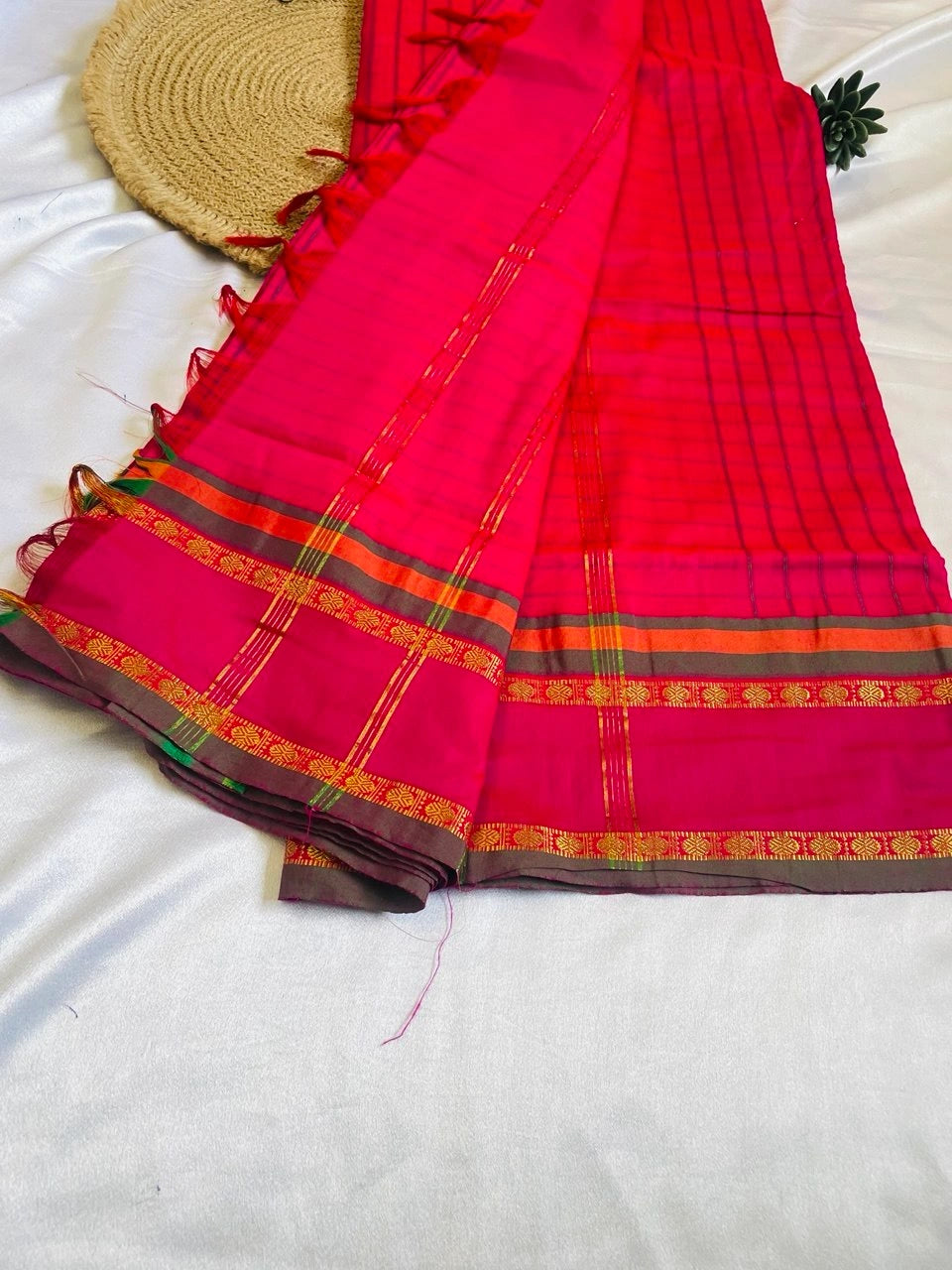 Chettinad Cotton Saree - Rani Pink image 2