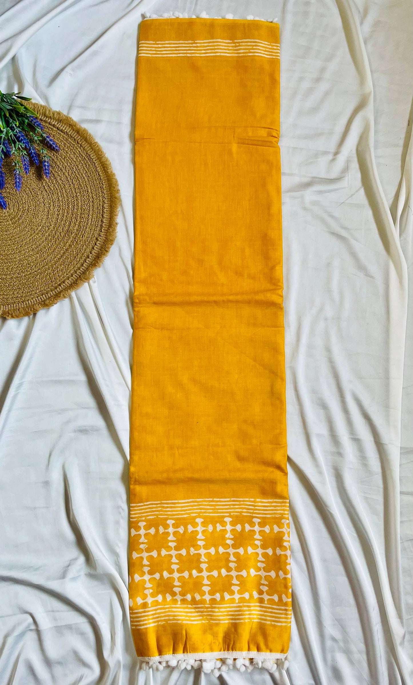 Cotton Saree - Yellow image 1