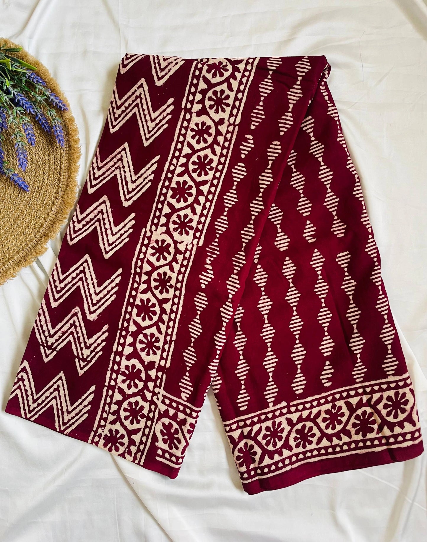 Cotton Saree - Rich Meroon image 0