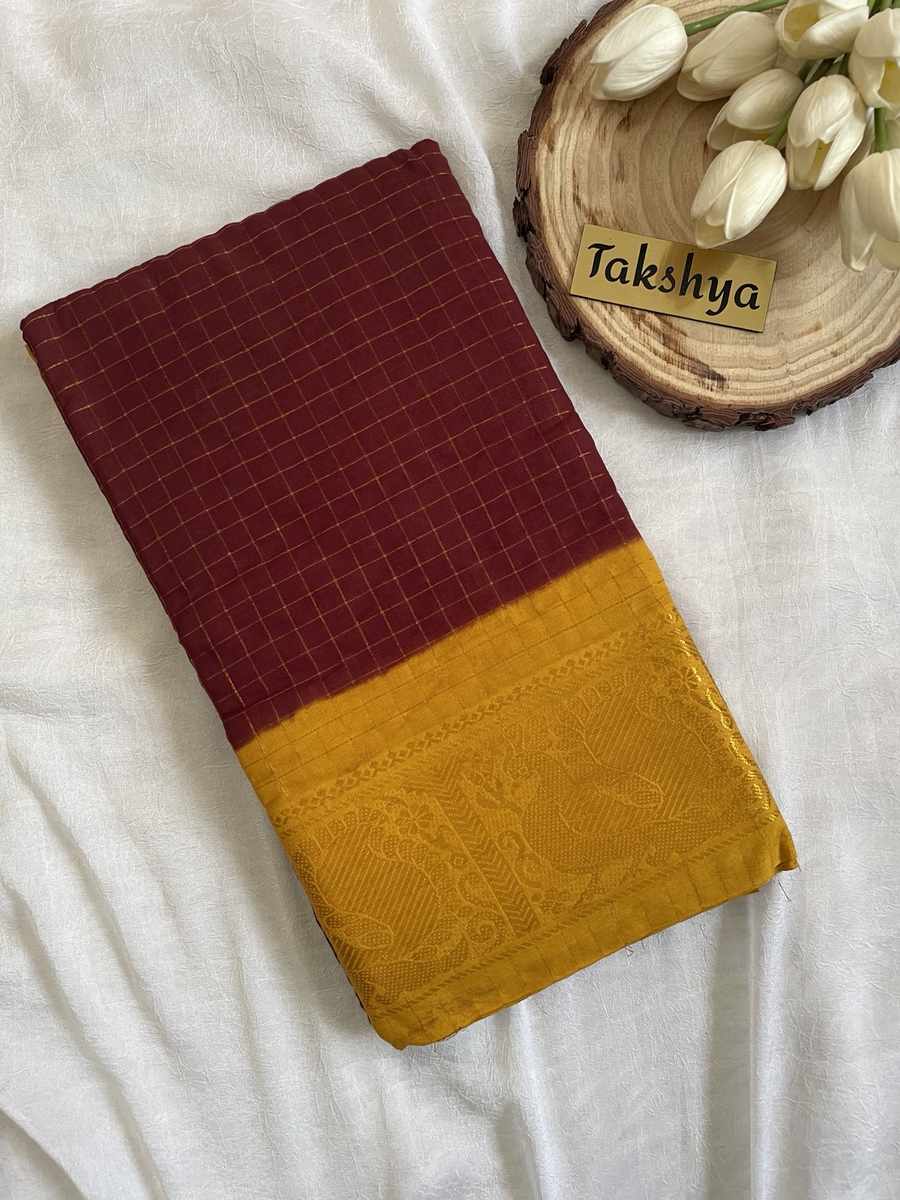 MAHALAKSHMI - Burgundy Mustard yellow