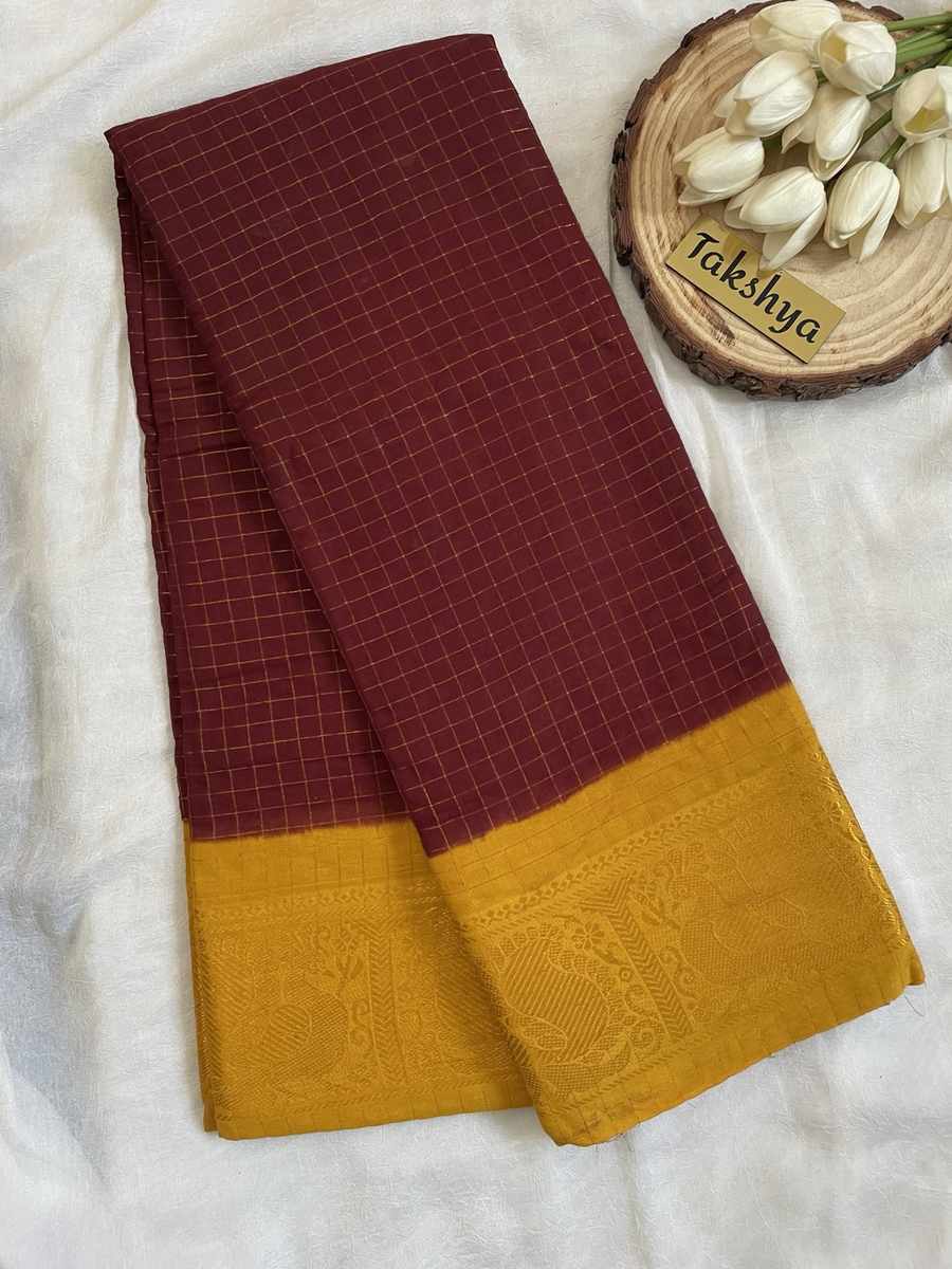 MAHALAKSHMI - Burgundy Mustard yellow